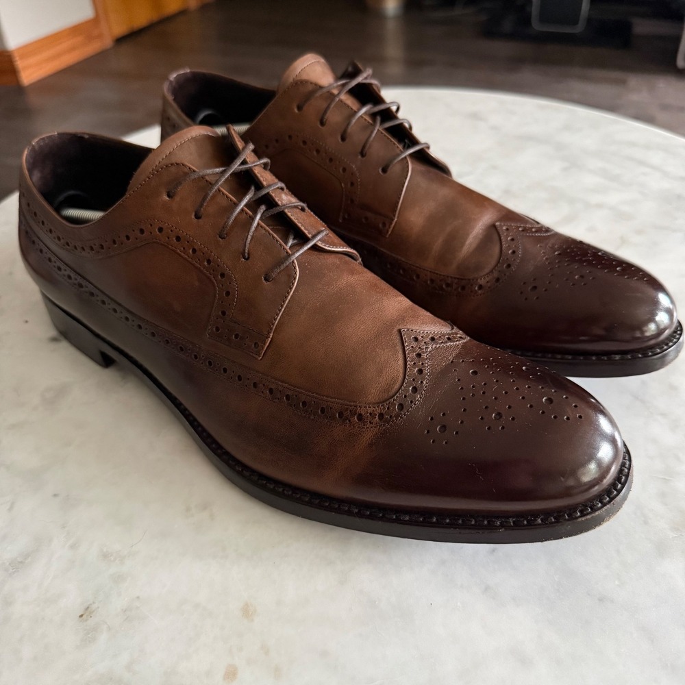 Ermenegildo Zegna Wingtip Leather Oxford Shoes Brown - Size 13